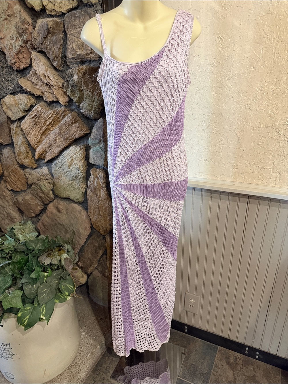 Lavender Crochet Maxi Dress - Women